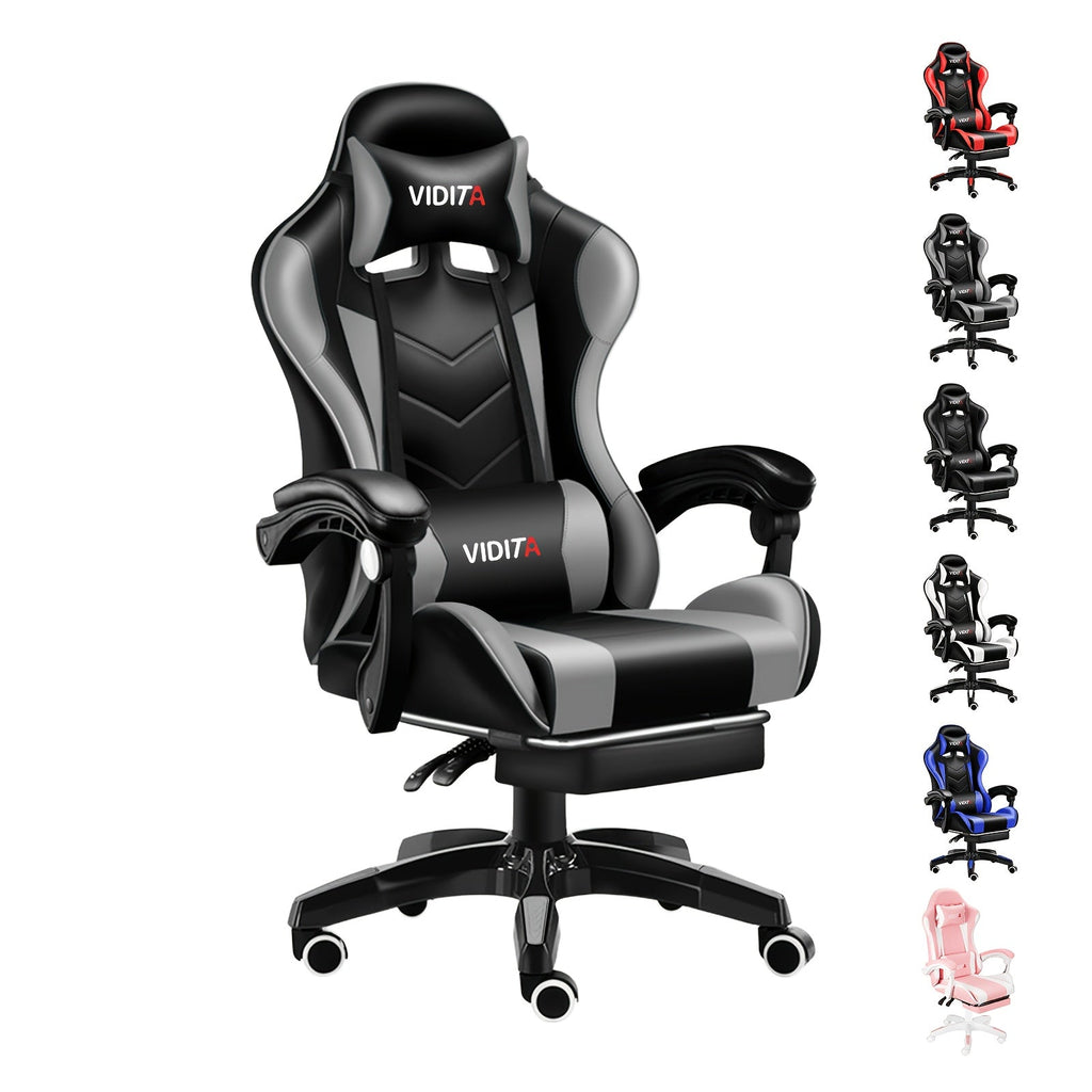 Ergonomic Gaming Chair Racing Style High Back Lumbar Support Five-Wheel Swivel Velvet PU Leather Adjustable Recliner Office Chair Adults Teens Multi-Color