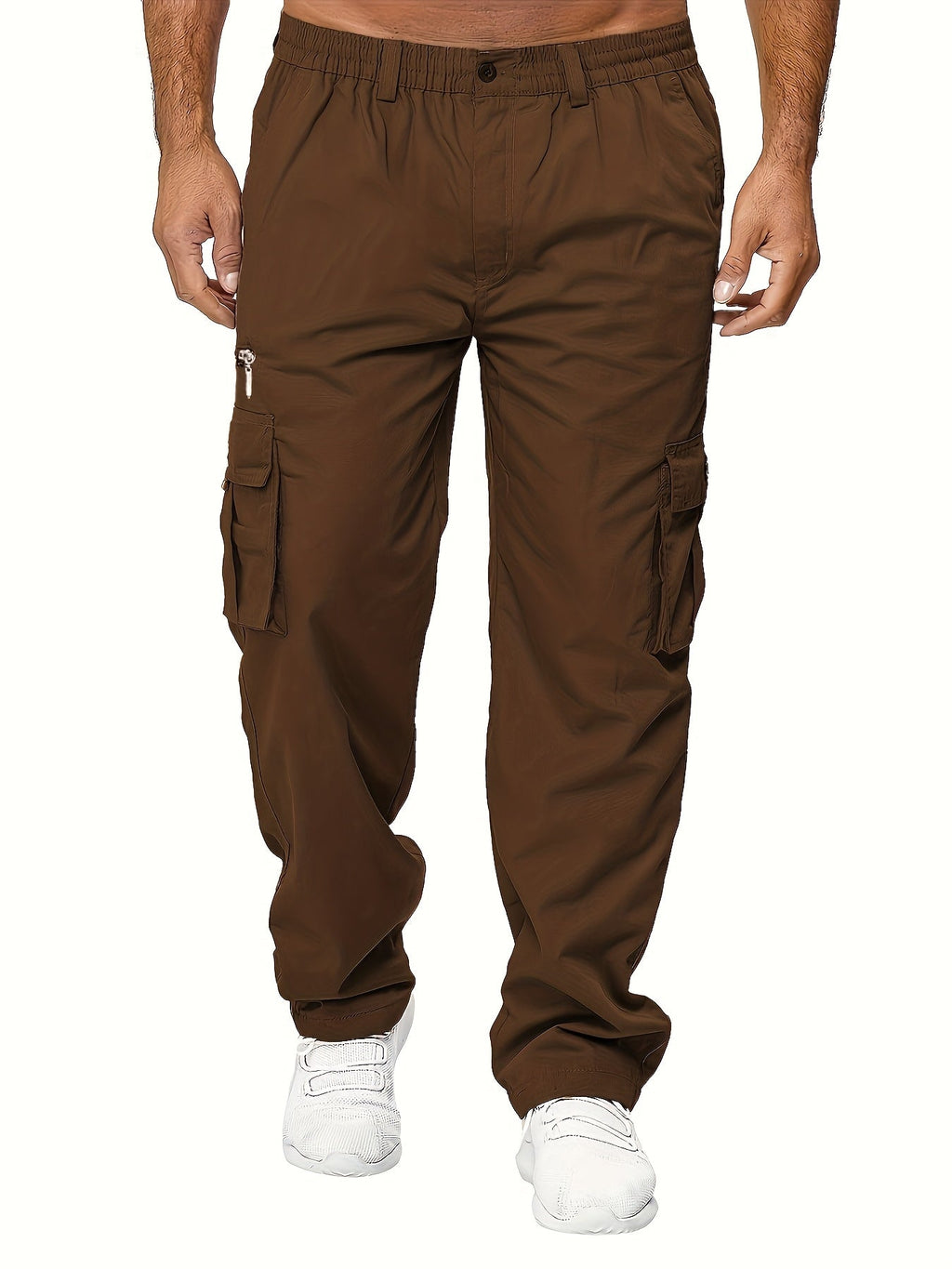 Men's Cargo Pants 3-Pack Multi-Pocket Regular Fit – Solid Color Polyester Woven Hiking Outdoor Pants for Spring & Fall, Sizes S-XXXL, 9 Color Combos