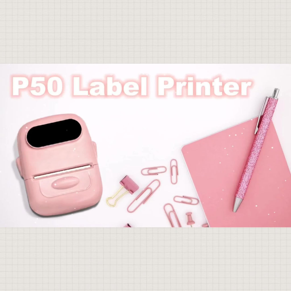 Bluetooth Wireless Thermal Label Maker – No Ink Required, Multiple Templates, Portable Label Printer for Home Office School Storage Organization, Pink White Blue