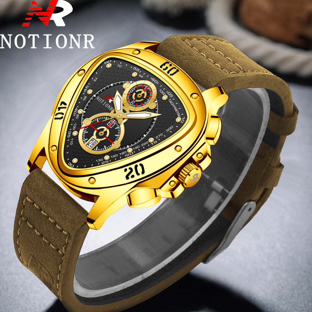 2pcs Men's Watch Set Sports Triangle Dial Silicone Strap and Retro Square Dial Quartz Watches with Date Display Dress Watch for Casual Valentine's Father's Day Gift