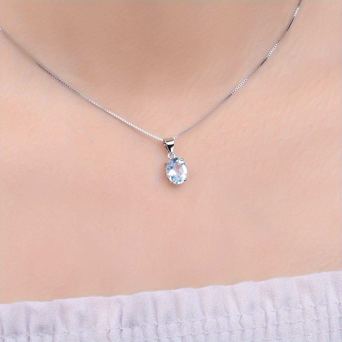 925 Sterling Silver Natural Gemstone Oval Cut Pendant Necklace for Women – Amethyst Citrine Garnet Peridot Topaz Multi-Faceted Fine Jewelry, Elegant Dating Daily Gift for Girls