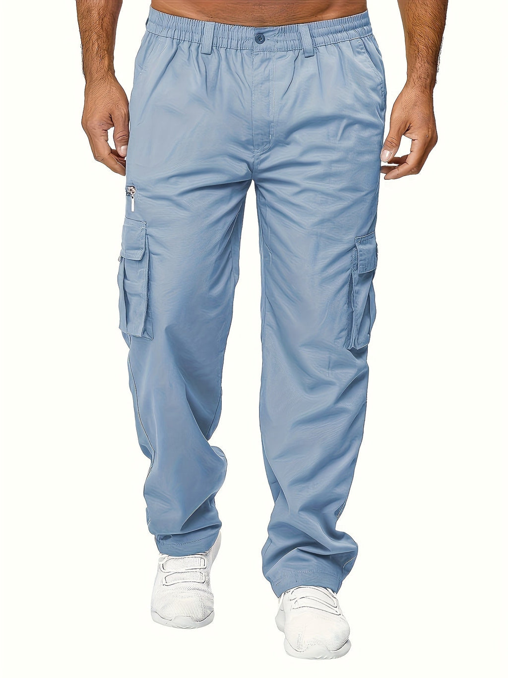 Men's Cargo Pants 3-Pack Multi-Pocket Regular Fit – Solid Color Polyester Woven Hiking Outdoor Pants for Spring & Fall, Sizes S-XXXL, 9 Color Combos