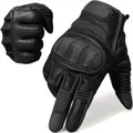 Touch Screen Full Finger Gloves for Men Women - Nylon Blend Textured Grip, Hook-and-Loop Closure, Washable, Available in Black Brown Green, Sizes S M XL