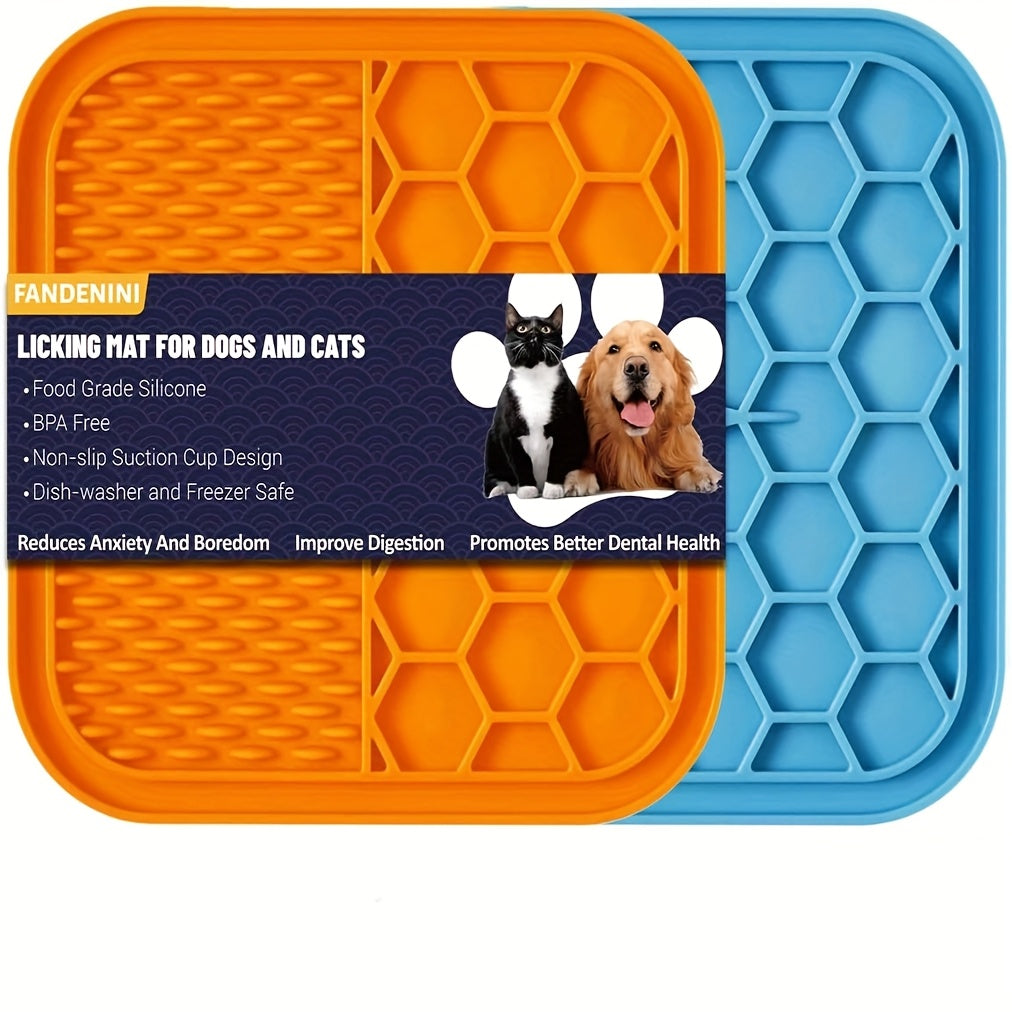 Licking Mat for Dogs and Cats with Suction Cup Slow Feeder Pad Bath Time Boredom Anxiety Relief Peanut Butter Treat Lick Mat 1 2 4-Pack