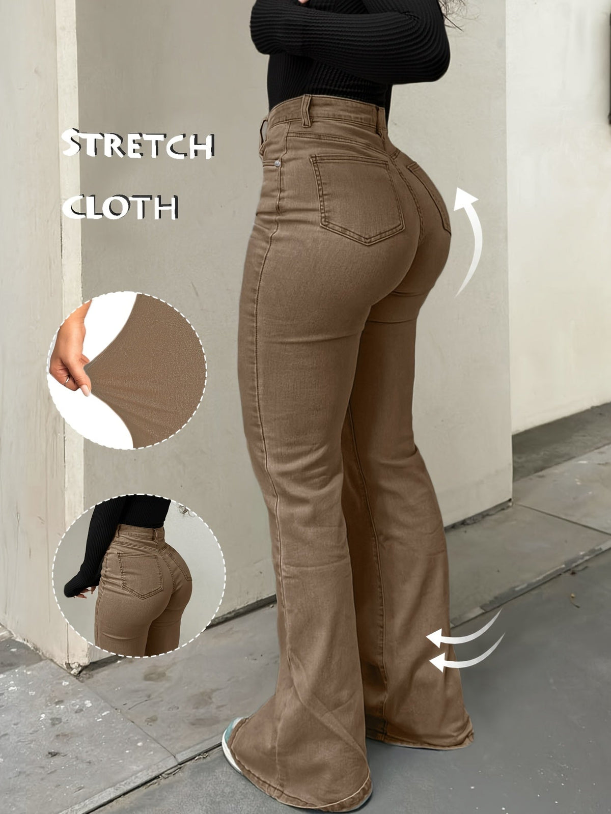 Y2K Vintage High-Waist Straight Leg Denim Jeans Women High Elastic Waistband Solid Color Long Pants 12 Colors XS-XXL Streetwear