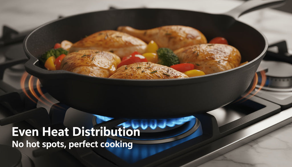 Cast Iron Cookware Set 6-Piece Non-Stick Skillet Dutch Oven Grill Pan Kit for Induction Gas Campfire BBQ Outdoor Cooking Kitchen