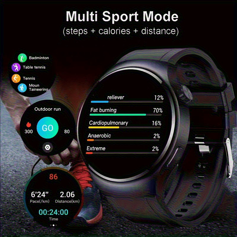 Round Smartwatch 2.01" Extra Large Screen Wireless Calling – 100+ Sports Modes Sleep Monitor Heart Rate Pedometer Games Weather Calculator Fitness Tracker for Men Women iPhone Android